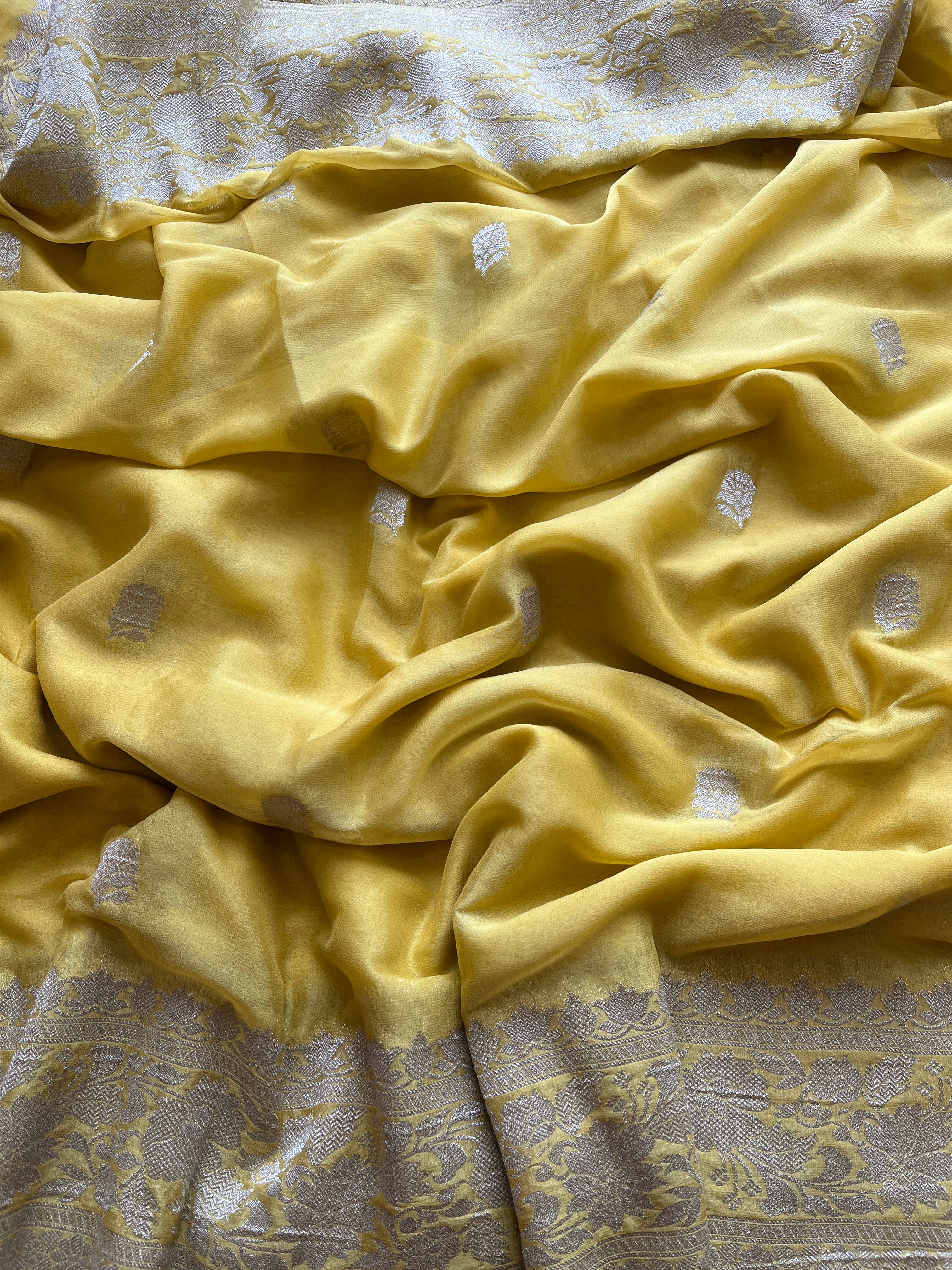Yellow Chiffon Saree